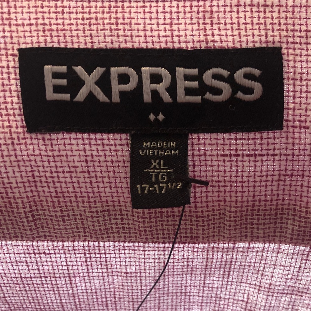 My husband’s maroon express button up. XL. Never worn!